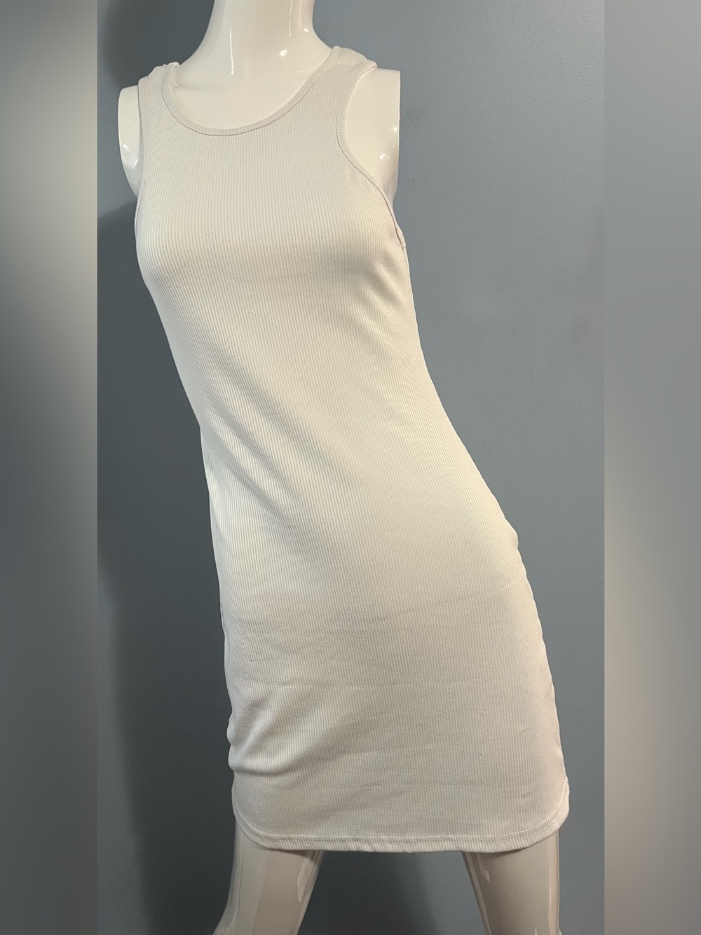 Princess Polly White Sleeveless Ribbed Stretch Bodycon Mini Dress Size 6 - Picture 2 of 9